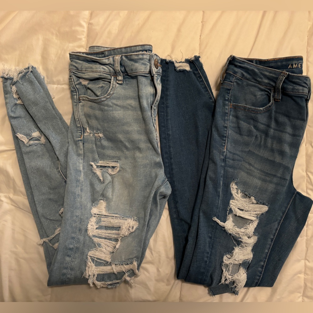 Two Pair American Eagle Next Level Stretch Distressed Denim